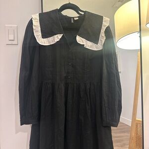 H&M Black Dress with White Collar
